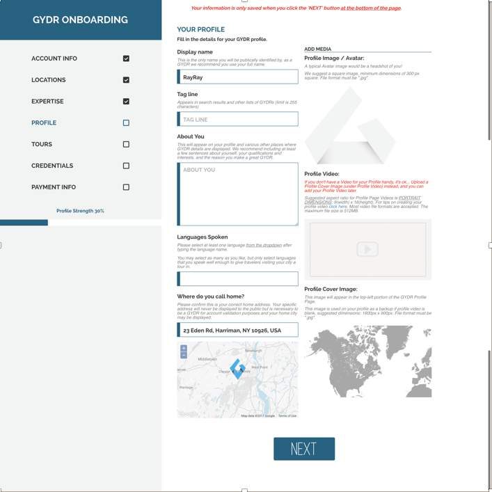 Grid of selectable interest categories during guide onboarding
